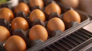 A closeup of the egg cooker trays nonstick surface ensuring easy egg removal and quick cleanup. The surface is also heatresistant and durable making it perfect for everyday use video