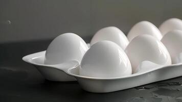 A side view of a smart egg tray showcasing the sleek and modern design with soft rounded edges and a glossy finish video