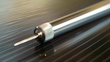 An upclose view of a stainless steel baking thermometer probe with a pointed tip perfect for quick and accurate temperature readings in thin s of meat or delicate pastries video