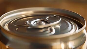 An upclose shot of the magnetic lid holder keeping the lid in place as the can is being od video