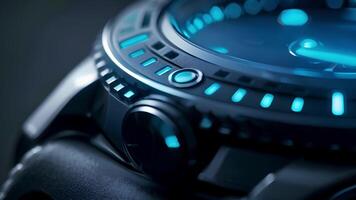 An upclose view of a dive watch with a unidirectional rotating bezel luminescent markers and a water resistance rating of 200 meters video