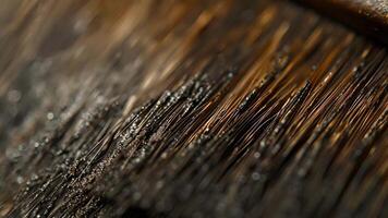 A closeup of a highquality paintbrush tip with layers of delicate hairs tightly packed together video
