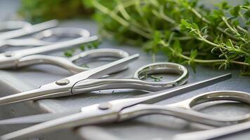 An array of small delicate herb scissors used for precisely ting fresh herbs video