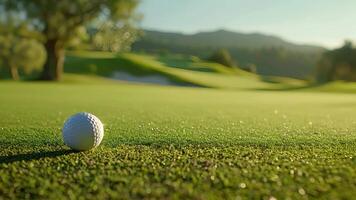 A golfers ball rolls towards the hole with a stunning view of the entire course visible in the background creating a sense of exclusivity and luxury video