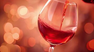 A macro shot of a wine glass being poured with a deep red velvety wine. The smooth silky texture can almost be felt through the image video
