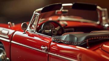 A closeup of a miniature convertibles convertible top complete with tiny stitching and a detailed latch video