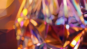 Zooming in on a crystal wine decanter the light refracting through its geometric angles and enhancing the color of the wine video