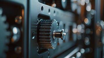 The mechanism of the smart locker is revealed in a closeup shot showcasing a series of interconnected gears and bolts that allow for secure locking and unlocking video