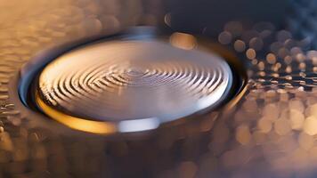 en närbild av de fingeravtryck scanner på en smart dörr låsa fångande de skinande yta och åsförsedda textur. de precision och säkerhet av detta funktion kan vara känt genom de bild video