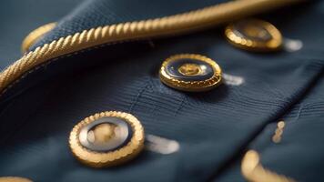In this image we see a closeup of a members blazer sleeve showcasing the gold piping and cuff buttons with the yacht clubs logo engraved on them. The attention to detail and qualit video
