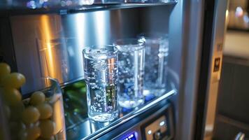 A digital water dispenser on a refrigerator door enabling users to select a specific amount of water with the touch of a button video