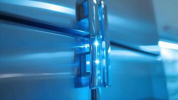 An upclose view of the smart refrigerators energysaving features such as motion sensors that automatically turn off the lights when no one is present video