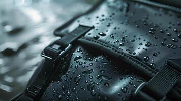 A closeup of the smart backpacks waterresistant material with a sleek matte finish and reinforced stitching video