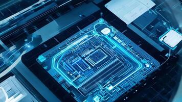 A variety of closeup shots highlighting the integration of artificial intelligence and machine learning in a stateoftheart smart factory.. video