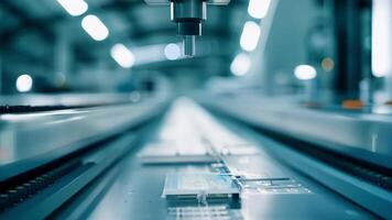 A mechanized arm swiftly picking up and placing materials onto a moving assembly line never slowing down.. video
