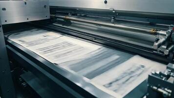The press in action moving with precision and speed to produce countless copies of a single design.. video