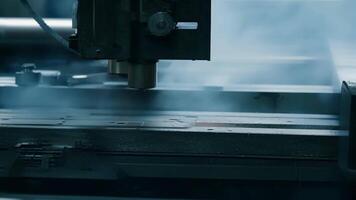 The intricate design of a heavyduty machine gears turning and pistons pumping as it shapes steel into products.. video