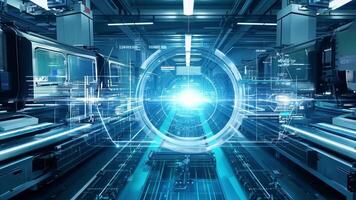 A futuristic industrial setting with AIpowered machines working around the clock. video
