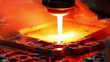 Closeup of a machine injecting molten silicon into a mold the first step in creating the solar cells used in the panels.. video