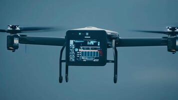 A drone hovers in the air collecting data and performing tasks without human intervention.. video
