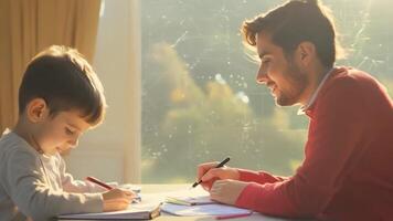 A tutor helping a student with homework, the interaction warm and supportive. video