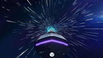 The spaceship is traveling towards the planet. video