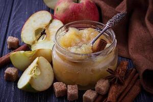 Apple jam with cinnamon photo