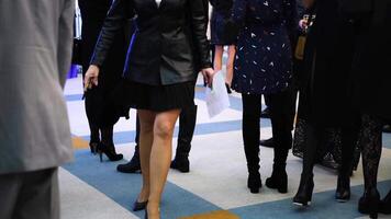 People in evening dresses communicate and wait for the start of the event. video