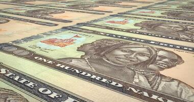 Banknotes of one hundred eritrean nakfa rolling, cash money, loop video