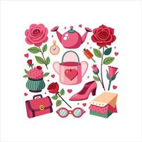 Various types of colorful flowers vector