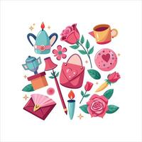 Various types of colorful flowers vector