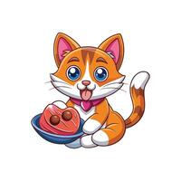 Fluffy gentle playful loving cat. vector