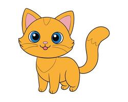 Cute Cat Illustration with White Background - Cartoons, Clipart, Line Art Design, Cute cat illustration on a white background, ideal for cartoons, clipart, and line art designs vector