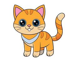 Cute Cat Illustration with White Background - Cartoons, Clipart, Line Art Design, Cute cat illustration on a white background, ideal for cartoons, clipart, and line art designs vector