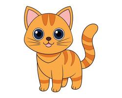 Cute Cat Illustration with White Background - Cartoons, Clipart, Line Art Design, Cute cat illustration on a white background, ideal for cartoons, clipart, and line art designs vector