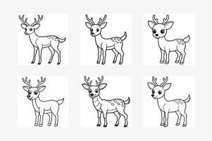 Funny Cartoon Deer Silhouette illustration black and white vector