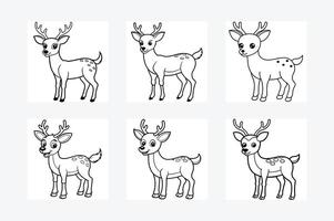 Funny Cartoon Deer Silhouette illustration black and white vector