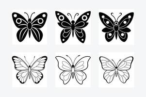 Butterfly Silhouette in Mariposa format only Black, Beautiful black and white butterfly isolated image vector