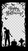 Halloween media post frame template with zombie vector