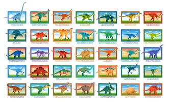 Prehistoric dinosaurs set, ancient reptiles vector