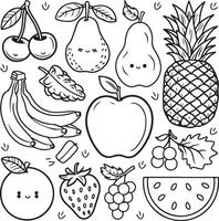 Fruits coloring page for kids colouring book page illustration vector