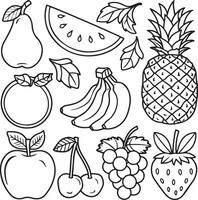 Fruits coloring page for kids colouring book page illustration vector
