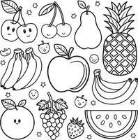 Fruits coloring page for kids colouring book page illustration vector
