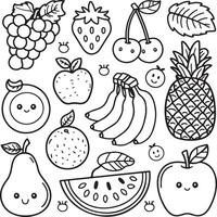 Fruits coloring page for kids colouring book page illustration vector