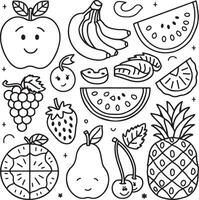 Fruits coloring page for kids colouring book page illustration vector