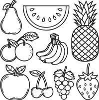 Fruits coloring page for kids colouring book page illustration vector
