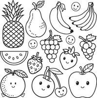 Fruits coloring page for kids colouring book page illustration vector