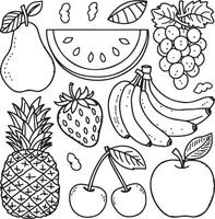 Fruits coloring page for kids colouring book page illustration vector