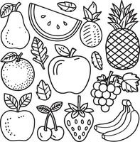 Fruits coloring page for kids colouring book page illustration vector