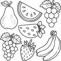 Fruits coloring page for kids colouring book page illustration vector